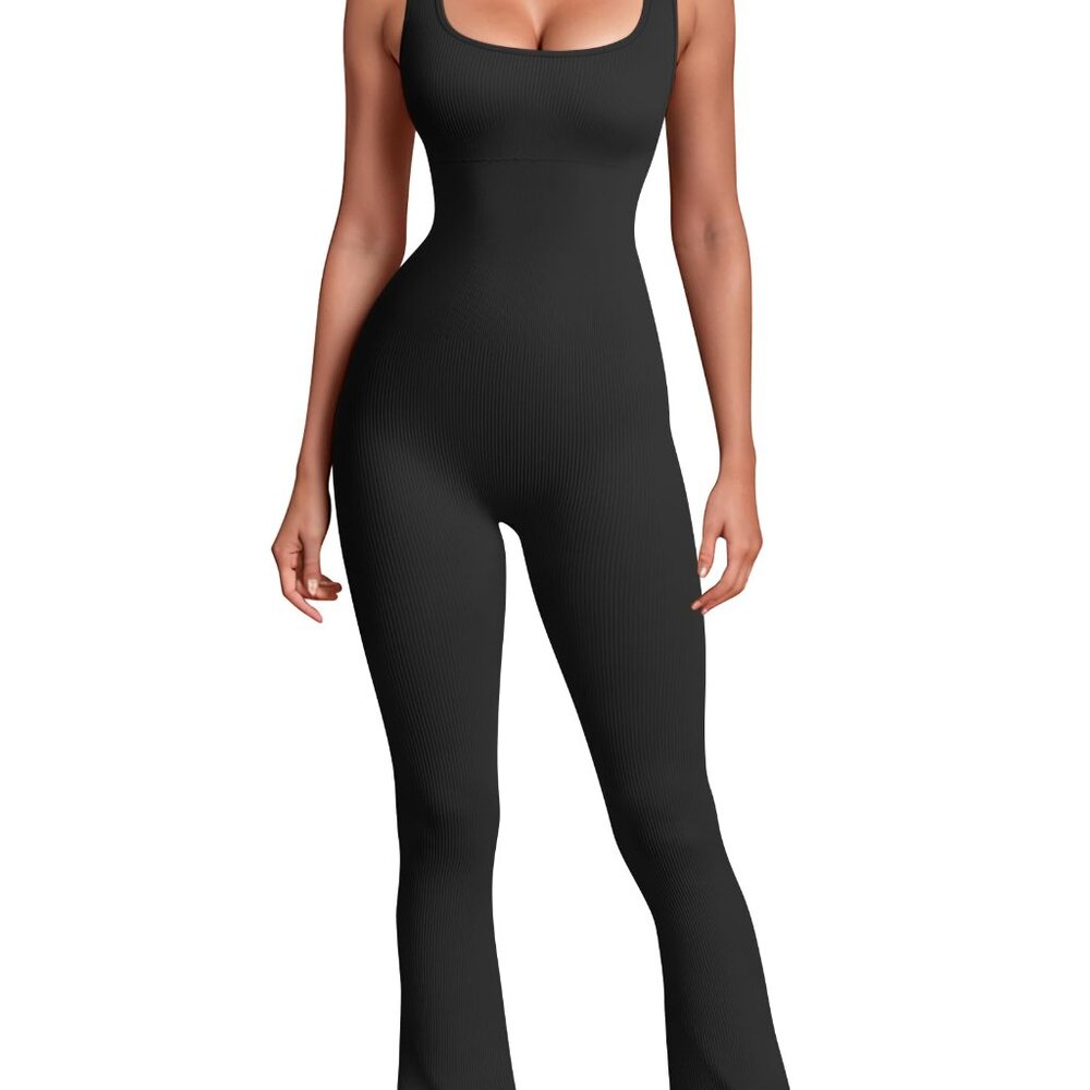 OQQ Women's Yoga Ribbed One Piece jumpsuit NWOT